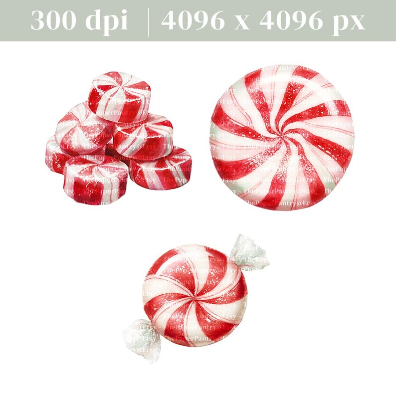 May include: A selection of red and white peppermint sweets. The image features a pile of unwrapped sweets, a single large sweet, and a wrapped sweet. The sweets have a spiral design and are on a white background.