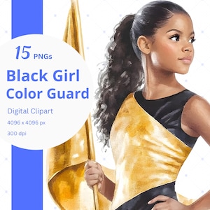 Guarda de Cor Garota Negra Clipart De Volta às Aulas PNG Espírito Escolar Banda Marcial Aquarela Clip Art Faculdade Ensino Médio Imagens Para Imprimir
