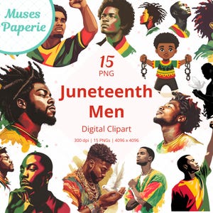 Juneteenth Clipart imprimable homme afro-américain PNG Mois de l'histoire des Noirs Clip Art Black Pride Graphics Afro Man Images téléchargement numérique