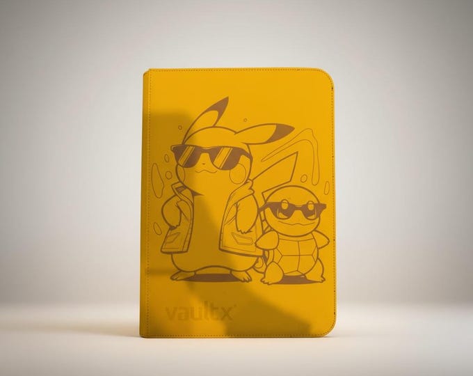 Featured listing image: Pikachu & Squirtle - Laser Engraved Binder (All sizes and TOP Loader available)