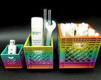 Mini caja de almacenamiento tipo jaula / Impresa en 3D / Pequeña Mediana Grande / Organizador de escritorio / Accesorio en miniatura / Regalo