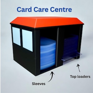Trading Cards Sleeve and Toploader Dispenser - CardCare Center Organiser for TCG and Sports Cards