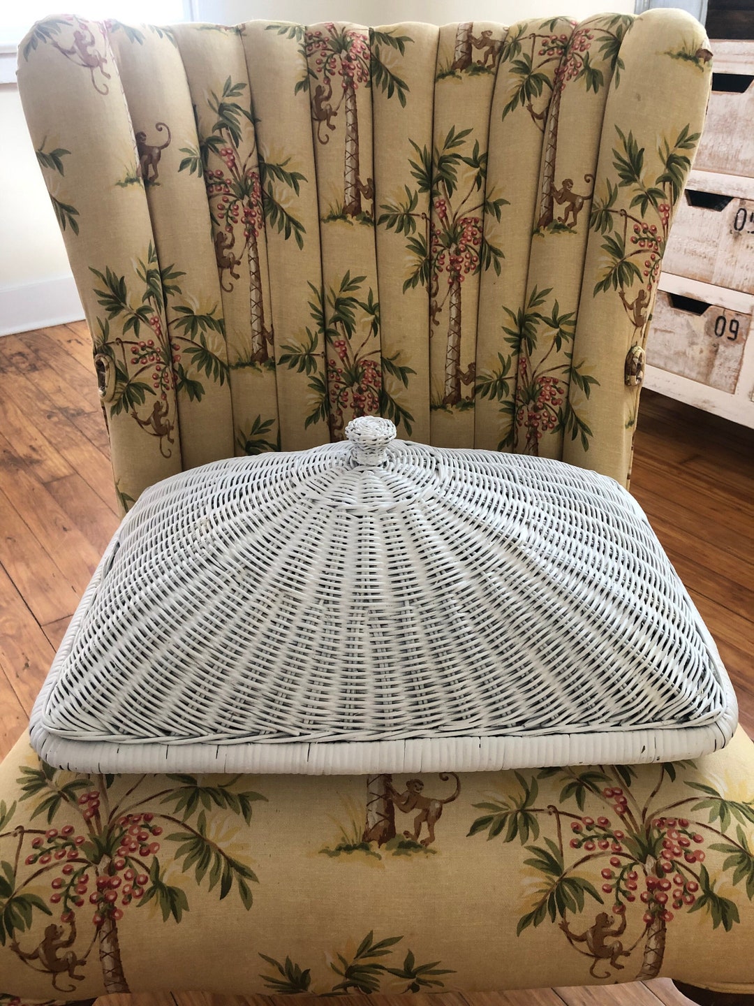 Vintage Wicker Serving Tray Cover Wicker White Basket Lid Etsy