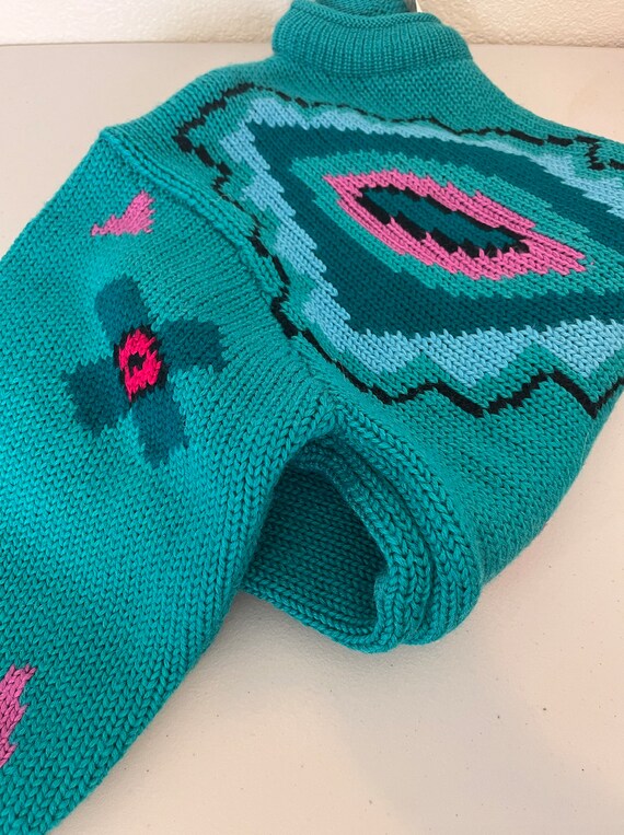 Fabulous Vintage Sweater | Aqua, Pink, and Magenta