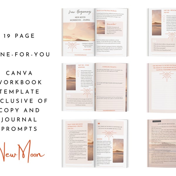 New Moon Editable Workbook | Done-For-You Canva Template | Journal | Lead Magnet | Yoga | Coaching Resources | Ebook
