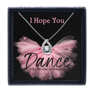 Spero che tu balli - Set regalo - Collana con ciondolo di cristallo - Biglietto con messaggio fatto a mano - Regalo per figlia o nipote - BESTSELLER - Regalo per ballerina