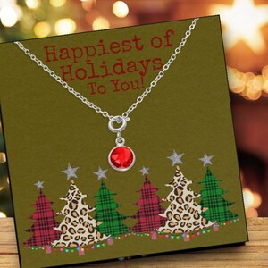 Magische vakantiebundel: rustieke kerstkaart en robijnrode stenen ketting-kerstcadeau voor haar-unieke cadeauset-bestseller ruiling witte olifant