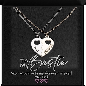 Beste vriend cadeaubundel-BFF halve hart ketting set-vergrendelende vriendschap charme-grappige kaart voor bestie-bestverkochte dames sieraden-vrouwensieraden