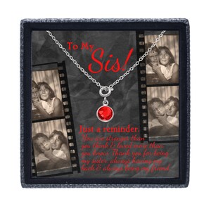 Schwester Danke Geschenk Card Bundle-Schwester Halskette Geschenk Set-Bestseller Halskette-Minimalist Granat Anhänger-Schwester Geburtstag-Vintage Foto Karte