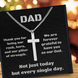 Collier croix pour homme élégant gunmetal mat noir ou en acier inoxydable pendentif croix-carte de vœux unique-cadeau pour papa-ensemble Saint-Valentin pour père-papa