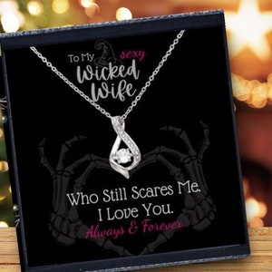Frau Urlaub Geschenk Bundle-To My Sexy Wicked Frau-Einzigartige Weihnachtskarte und Anhänger Halskette-Weihnachtswunschliste-Geschenk von Ehemann-Soulmate Karte