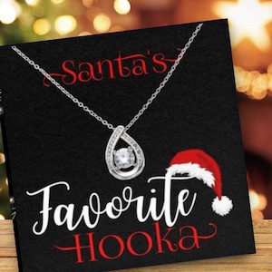 Grappige beste kerstcadeaubundel-unieke kerstkaart-favoriete hooka-hanger ketting-volwassen hooker cadeau voor haar-witte olifant-kerstmeisje