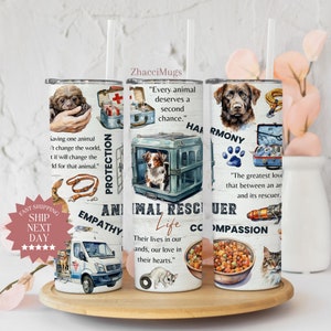 Animal Rescuer Tumbler Personalized, Appreciation Travel Mug With Straw, Animal Shelter Mug, Thank You Dog Cat Rescuer Gifts, Pet Lover Cup