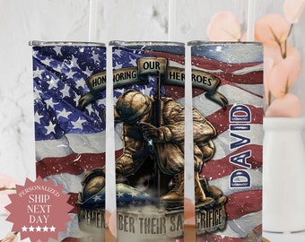 Personalized Honoring Our Heroes Tumbler, Veteran Tumbler, Veteran Gifts For Men Veteran Tumbler With Straw, Memorial day Soldier Travel Cup