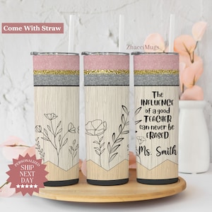 Personalized Teacher Tumbler, Appreciation Gift For Teacher, Custom 20oz Name Teacher Mug For Her, Teacher Gift Pencil Travel Cup With Straw