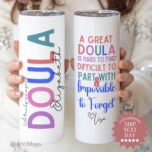 Personalized Doula Tumbler, Doula Gifts for New Doula Travel Cup, Appreciation Gift for Doulas, Custom Doula Thank You Tumbler Mug for Doula