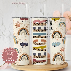 Personalized Teacher Tumbler With Name, Rainbow Teacher Tumbler, Gift for School Teacher, Cheetah Print Tumbler Gift for Teacher, Travel Cup
