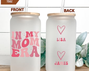 In My Mom Era Tumbler, Mother's Day Iced Coffee Glass Cup, Gifts for Mom, Mothers Day Gift, Baby Shower Gift, Personalized New Mom Mug Gift