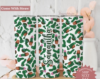 Funny Cactus Plant Tumbler Personalized, Plant Lover 20oz Skinny Cup With Straw, Girls Trip Travel Gift For Women, Bachelorette Party Gifts
