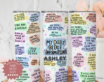 Personalized My Daily Bible Affirmations Tumbler, Christian Affirmation Tumbler, Mom Travel Cup, Bible Mug, Bible Verse Tumbler Proverbs Cup
