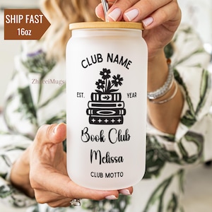 Custom Book Club Glass Tumbler, Bookish Club Gift, Book Lover Ice Coffee Cup, Book Club Name Mug Gift For Introvert, Bookworm Gift For Women