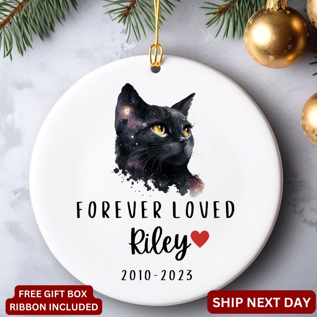 Personalized Cat Loss Ornament, Watermark Cat Lover Memorial Gift ...