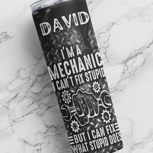 Funny Mechanic Tools Tumbler, Personalized Mechanic Cup With Straw, Fathers Day Gift, Dad Mug, Gift For Boyfriend - Grandpa, Handyman Gift afbeelding 6