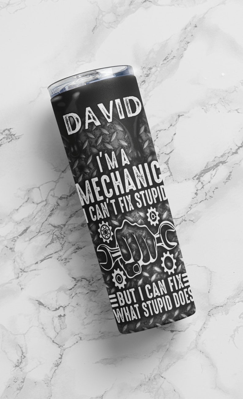 Funny Mechanic Tools Tumbler, Personalized Mechanic Cup With Straw, Fathers Day Gift, Dad Mug, Gift For Boyfriend - Grandpa, Handyman Gift afbeelding 6