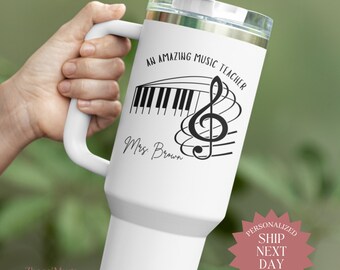 Music Teacher Tumbler Music Teacher 40oz Tumbler with Handle Gift for Music Teacher Appreciation Gift Music Teacher Travel Mug Music Teacher