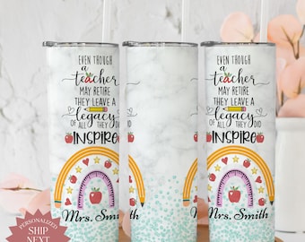 Custom Teacher Retirement Tumbler, Teacher Retirement Gift, Retired Teacher Gift, Teacher Appreciation Gift, Teacher Tumbler Cup With Straw