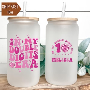 In My Double Digits Era Ice Coffee Cup, In My Double Digit Era 10th Birthday Gift Girl, 10 Years Old Gift, My Double Digit Era Party Tumbler