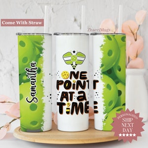 Personalized Pickleball Tumbler, Pickleball Lover 20oz Cup With Straw, Pickleball Gifts For Her, Cute Pickleball Player Travel Mug For Women