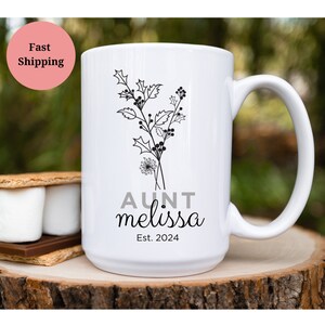 Aunt Mug Custom, New Aunt Mug Est 2024, Camp Mug Soon To Be Auntie Gift, Bae Mug, Pregnancy Announcement Cup, Custom Name Future Aunt Idea