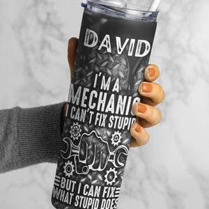 Funny Mechanic Tools Tumbler, Personalized Mechanic Cup With Straw, Fathers Day Gift, Dad Mug, Gift For Boyfriend - Grandpa, Handyman Gift afbeelding 2