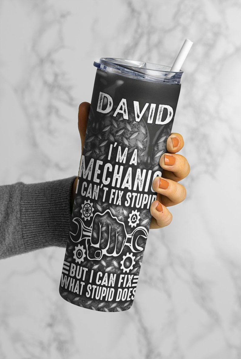 Funny Mechanic Tools Tumbler, Personalized Mechanic Cup With Straw, Fathers Day Gift, Dad Mug, Gift For Boyfriend - Grandpa, Handyman Gift afbeelding 2