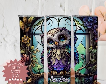 Personalized Owl Tumbler, Owl Gifts For Women, Owl Tumbler With Straw, Owl Lover Gifts, Owl Tumbler With Name, Owl Tumbler, Owl Travel Cup