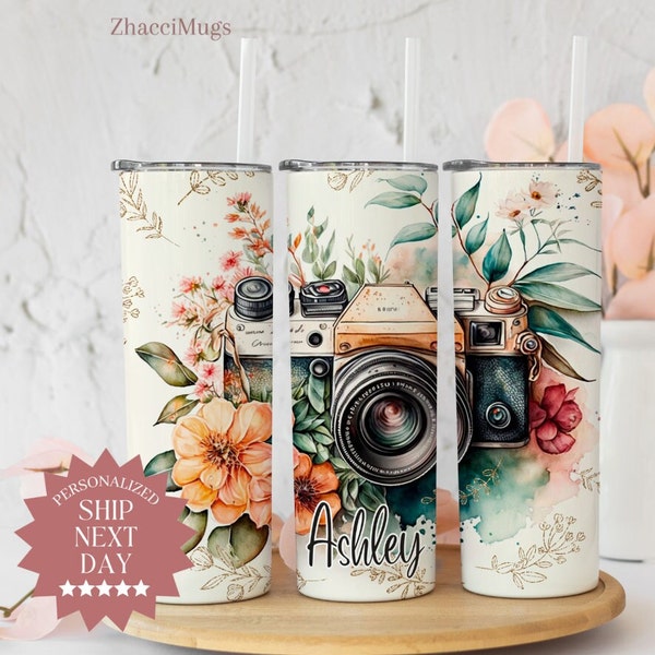 Personalized Photographer Tumbler, Photographer Gifts For Women, Photographer Tumbler Cup, Photographer Gifts, Cute Travel Cup With Straw