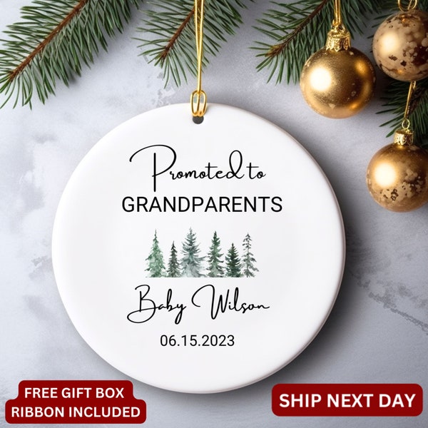 Promoted to Grandparents, Pregnancy Announcement, Reveal to Grandparents, New Baby Announcement, Christmas Ornament, Grandma Gift, Grandpa