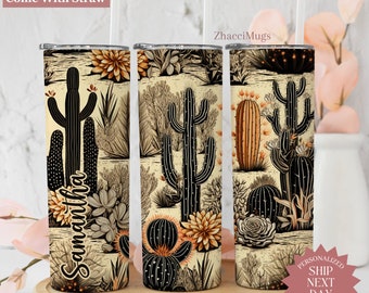 Cactus Dream Plant Personalized, Succulent Lover 20oz Cup With Straw, Plant Travel Mug For Women, Birthday Gift For Her, Cute Cactus Plant
