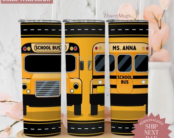 School Bus Driver Tumbler Personalized, Custom Bus Driver 20oz Cup With Straw, Bus Driver Travel Mug For Women, Bus Driver Appreciation Gift