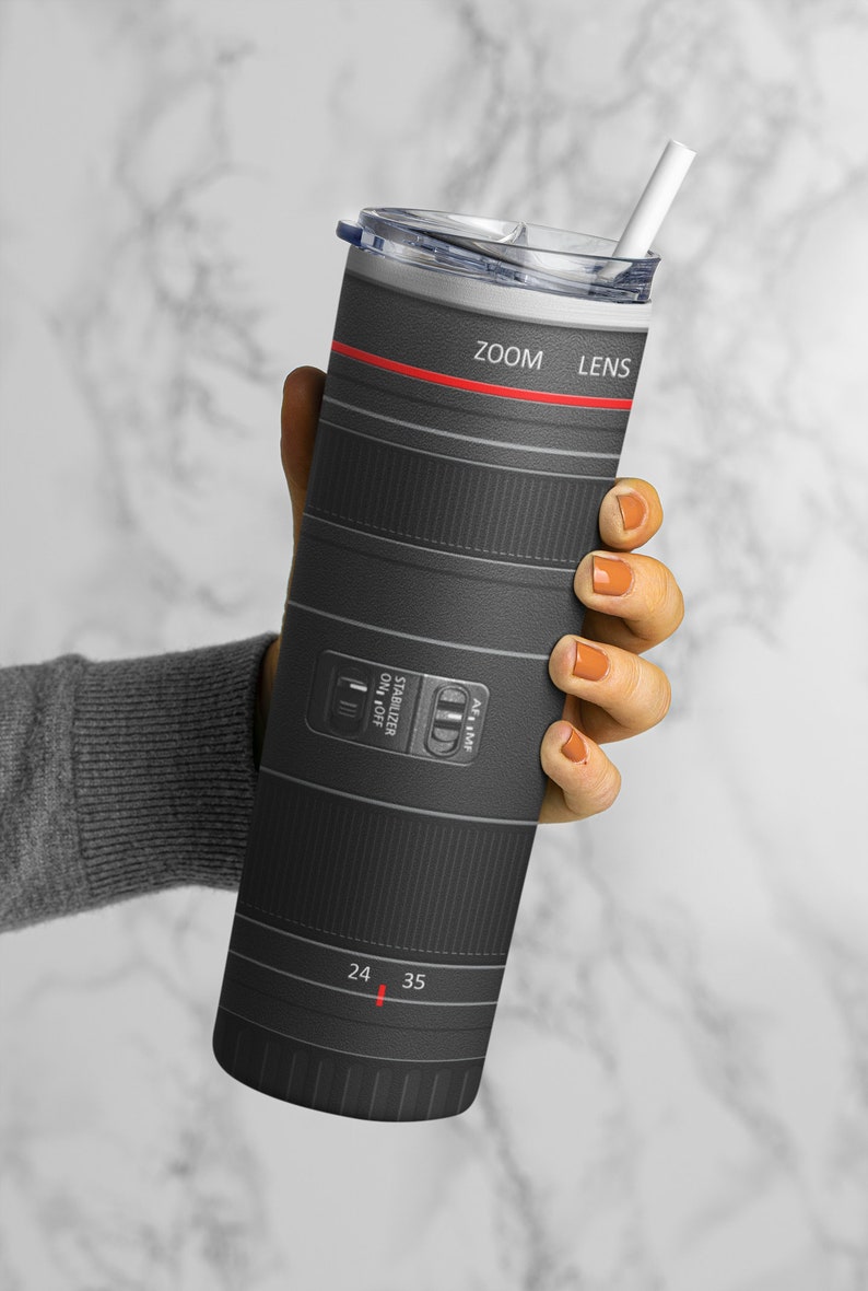 Photographer Camera Lens Tumbler, Photographer Gifts For Women Men, Photographer Tumbler Cup, Dslr Camera, Photo Lens Travel Cup With Straw image 2