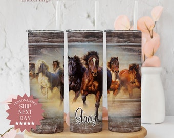 Personalized Horse Tumbler, Horse Cup, Gifts For Horse Lover, Horse Mom, Horse Gifts For Girl, Horse Travel Mug, Equestrian Cowgirl Tumbler