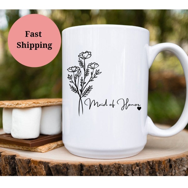 Maid of Honor Mug, Maid of Honor Coffee Cup, Maid of Honor, Bridesmaid Cup, Bridal Party Gift, Custom Bridesmaid Gift, Proposal Gift For Her