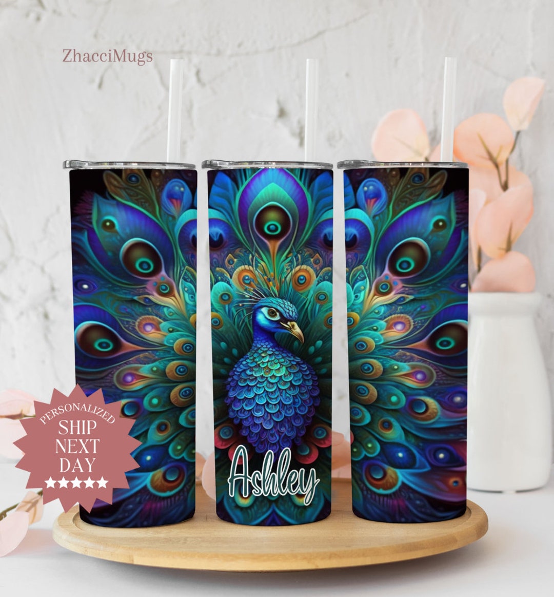 Personalized Peacock Tumbler, Peacock Cup With Straw, Peacock Gifts ...