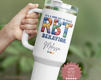 Personalized RBT 40oz Tumbler Behavior Technician Gift ABA Therapist Gift Retro Behavior Analyst Travel Mug Registered Behavior Technician