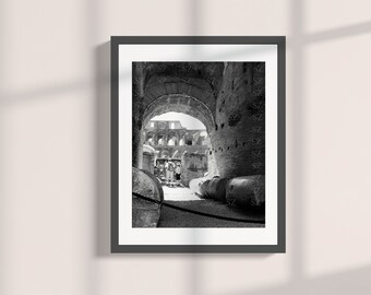 8x10 Kolosseum Interior Digitaldruck | Schwarz & Weiß Druckbare italienische Fotografie | Wandbild | Home Dekor