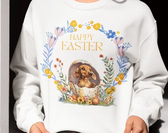 Frauen weiches glückliches Ostern Dackel Hunde-Liebhaber-Sweatshirt