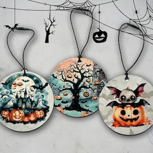 3&quot; Halloween Ornaments Halloween Tree Ornaments Halloween Decor Ghost Decor Haunted House Decor Jackolantern Decor Bat Seasonal Gifts Spooky