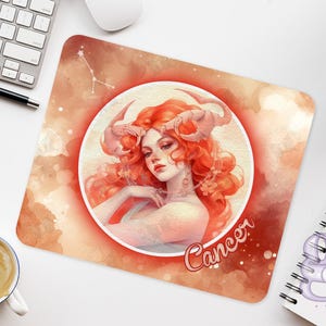 Cancer Zodiac Mousepad Cancer Desk Mat Astrology Gift Water Sign Office Decor Cancer Star Sign Birthday Gift