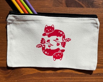 Cute Cat Pencil Case/ Makeup Pouch